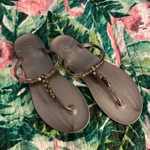 Silver embellished sandals, Ann Taylor Loft, size 9. NWOT